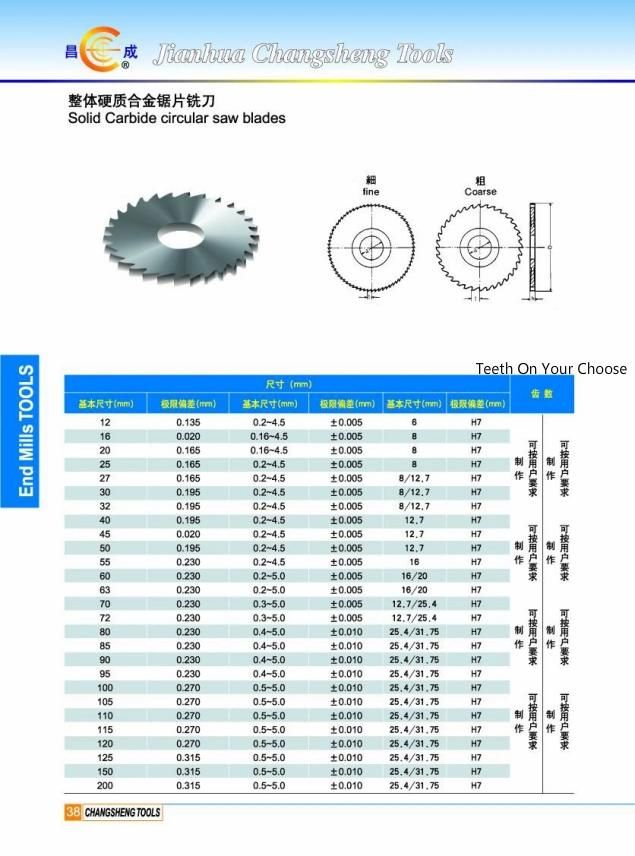 Customized Solid Carbide, HSS Saw Blade for Cutting Matel or Composite