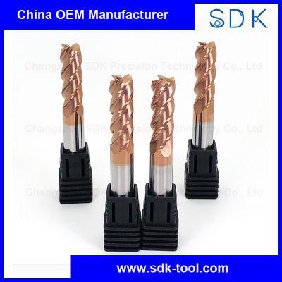 Solid Carbide 4 Flute Square End Mills Cutting for Steels with Bronze Nano Coating