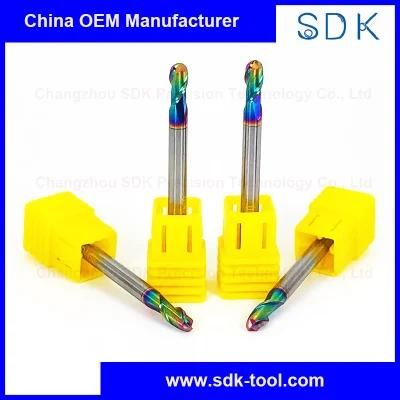 Tungsten Carbide Two Flute Dlc Coated Colorful Ball End Mills Cutters for Aluminium