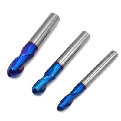 HRC45 HRC55 HRC65 with Coating Ballnose Carbide 2 Flutes Taper Ball Nose End Mill CNC Ballnose Milling Cutter for Metal