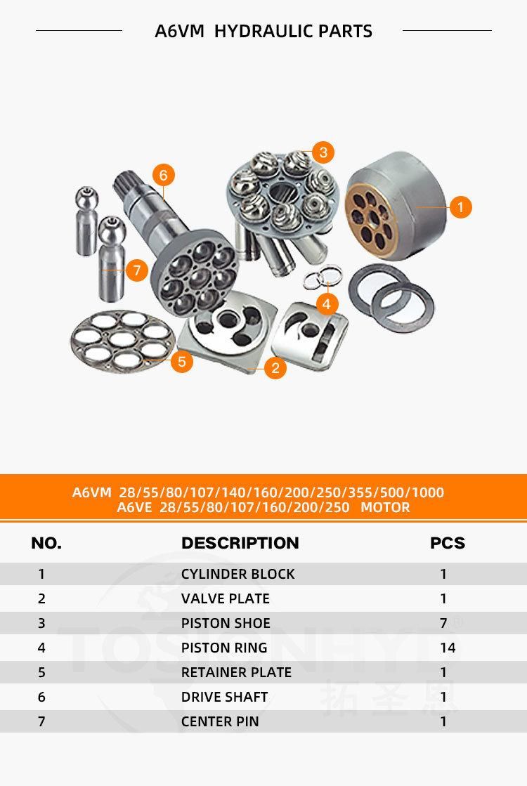 A6ve 107 Hydraulic Motor Parts with Rexroth Spare Repair Kits