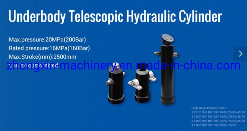 4 Stage Underbody Telescopic Hydraulic Cylinder for Tipper Truck