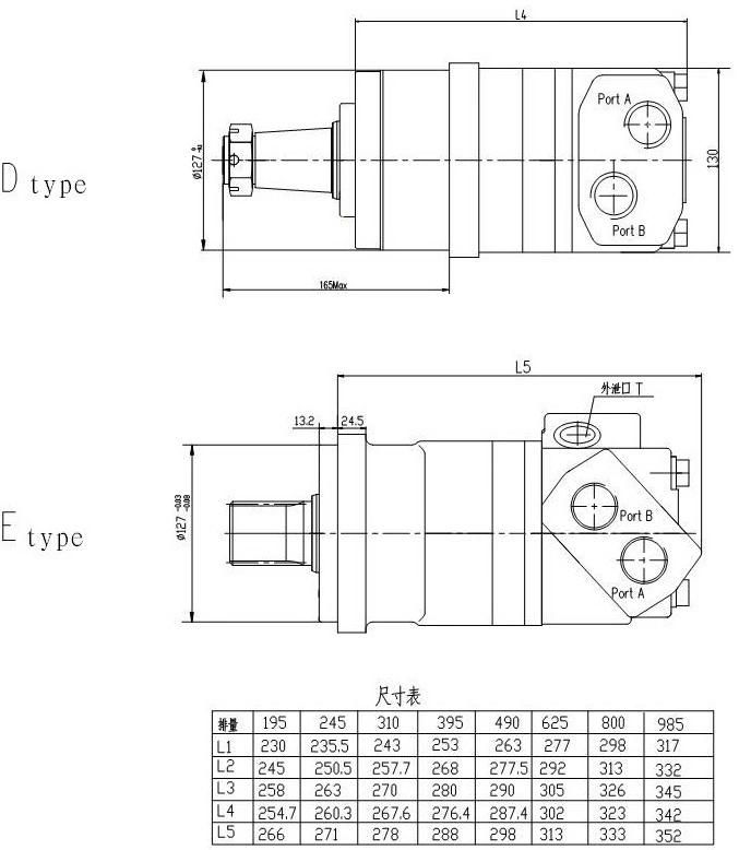 1: 8 Taperd Shaft Hydraulic Wheel Motor 310cc