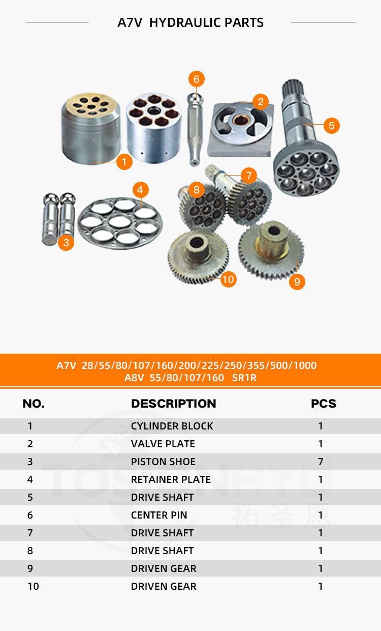 A7V 55 Hydraulic Pump Parts with Rexroth Spare Repair Kits