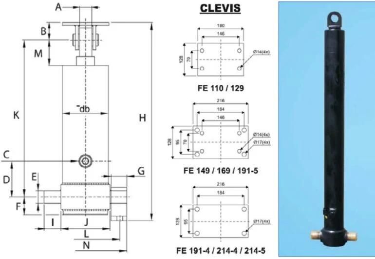 Fe149-4-4620 Hyva Type Telescopic Hydraulic Tipper Cylinders