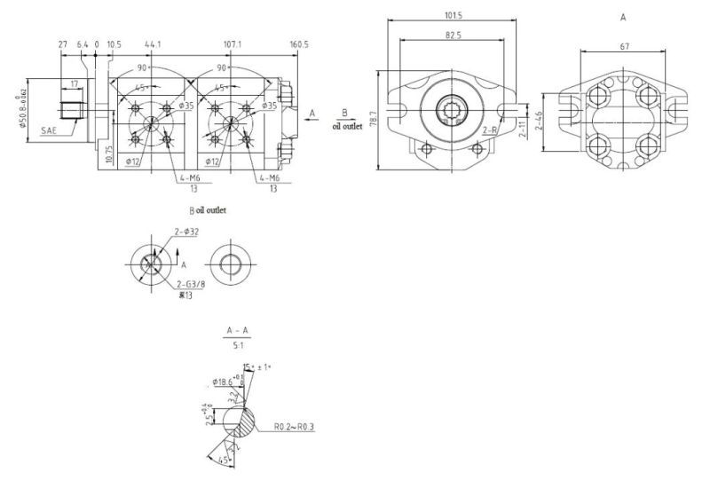 High Quality Hydraulic Small Double Gear Oil Pump Hydraulic Power Unit Cbwmb-D5.0/D5.0-Atq*