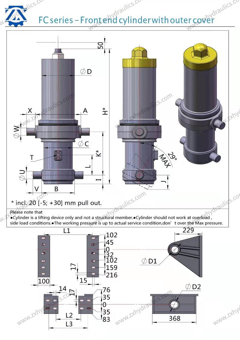 Hyva Replacement Telescopic Hydraulic Cylinder for Dump Trucks