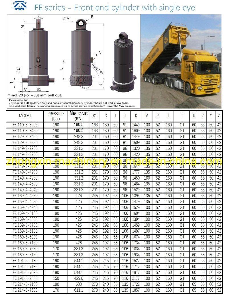 Hyva Type Fe Telescopic Hydraulic Cylinder Used for Dump Truck