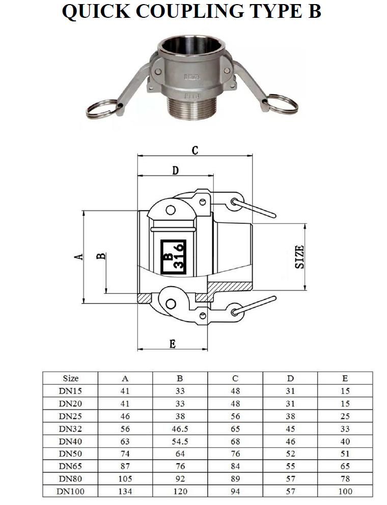 Stainless Steel Camlock Coupling Heavy Duty