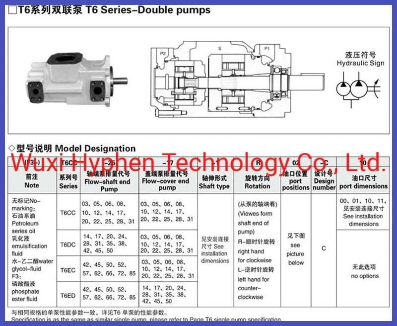 T67bb Hydraulic Vane Pump Double Pump