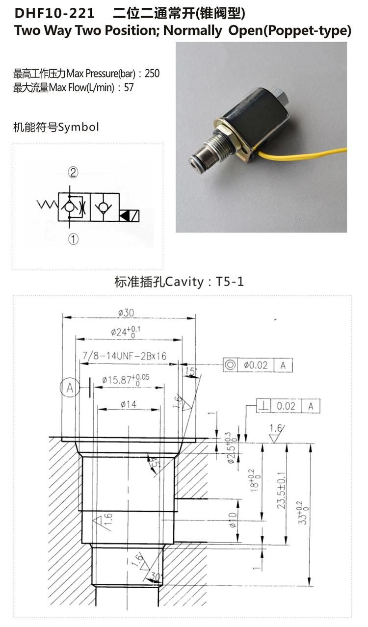 DHF10-221 2 way 2 position normally open relief valves