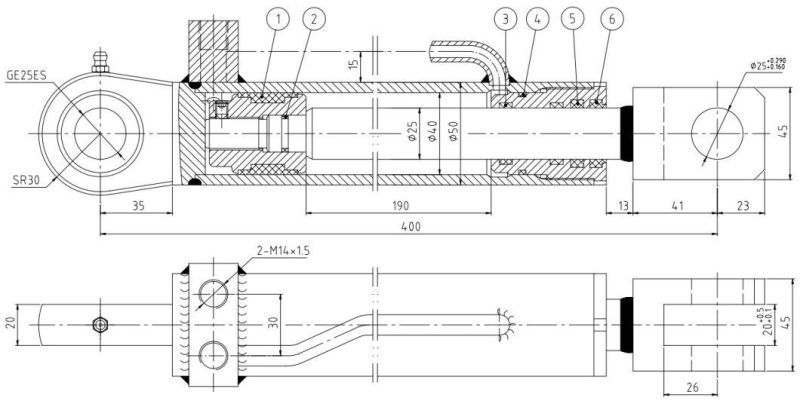 Hydraulic Oil Cylinder for Milling Machine Hsg40/25-190*400-00