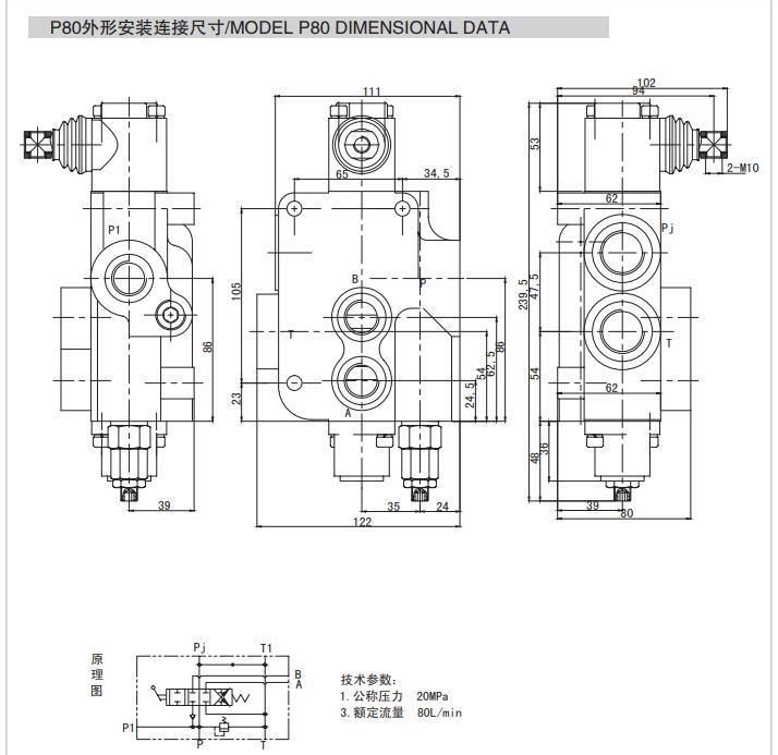 P80 Series Monoblock Hydraulic Directional Control Valve