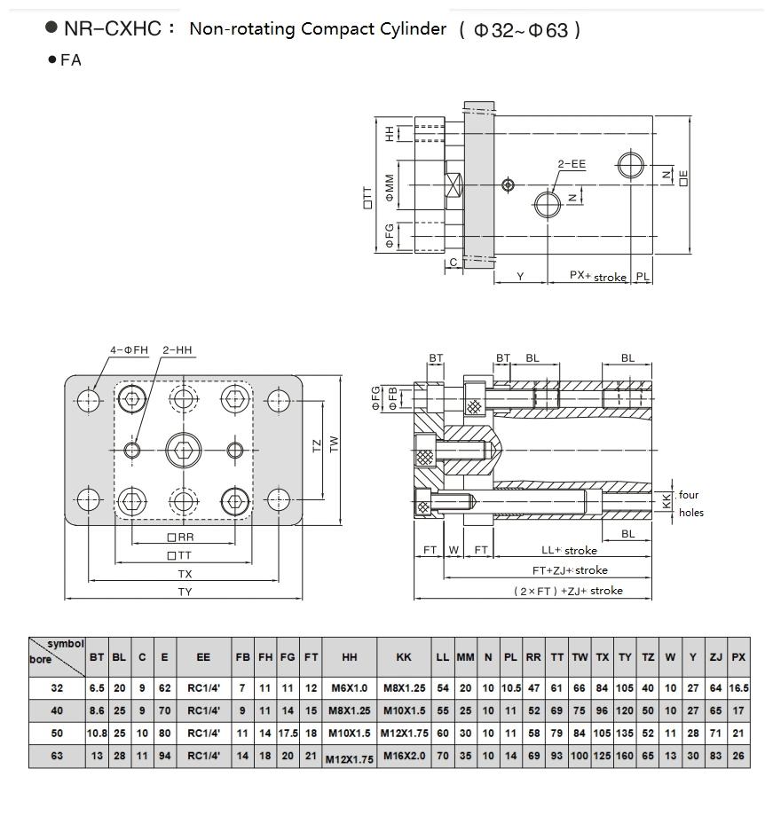 Jufan Non-Rotating Compact Cylinder - Nrcxhc-40