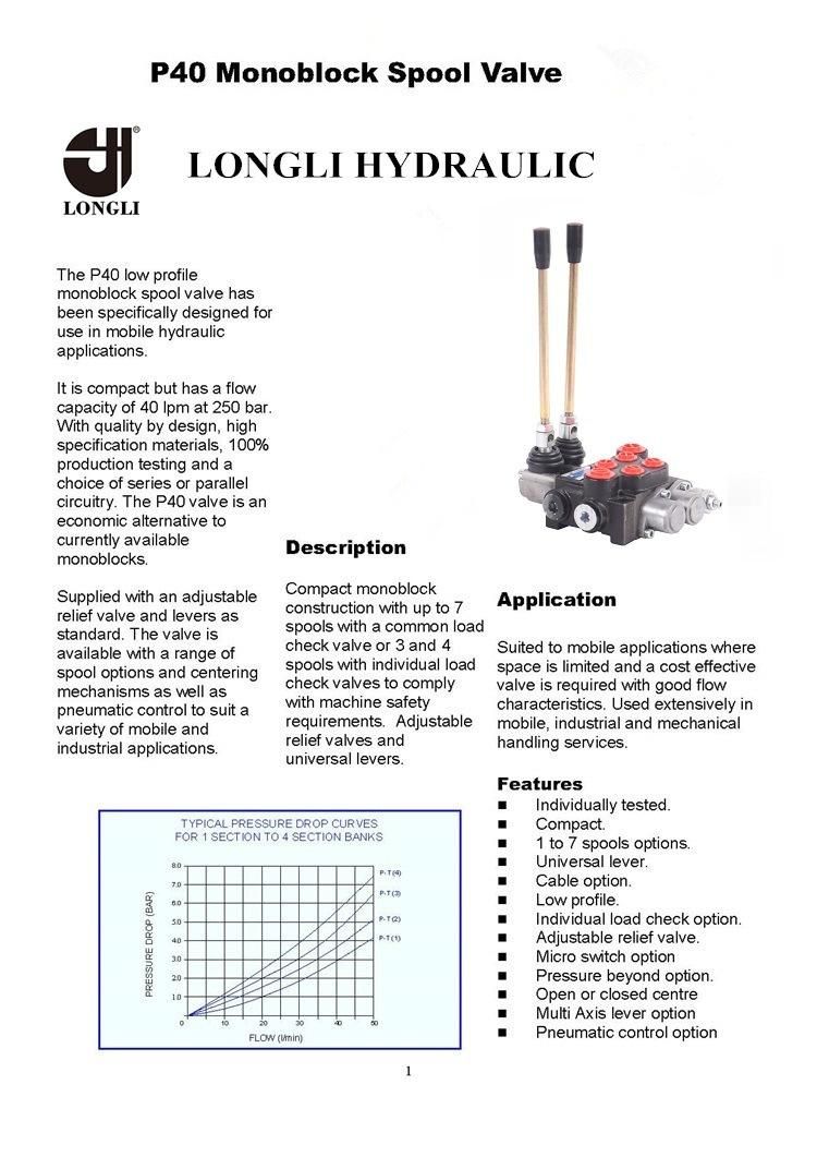 2p40 2 Levers Hydraulic Directional Control Valve for Loader