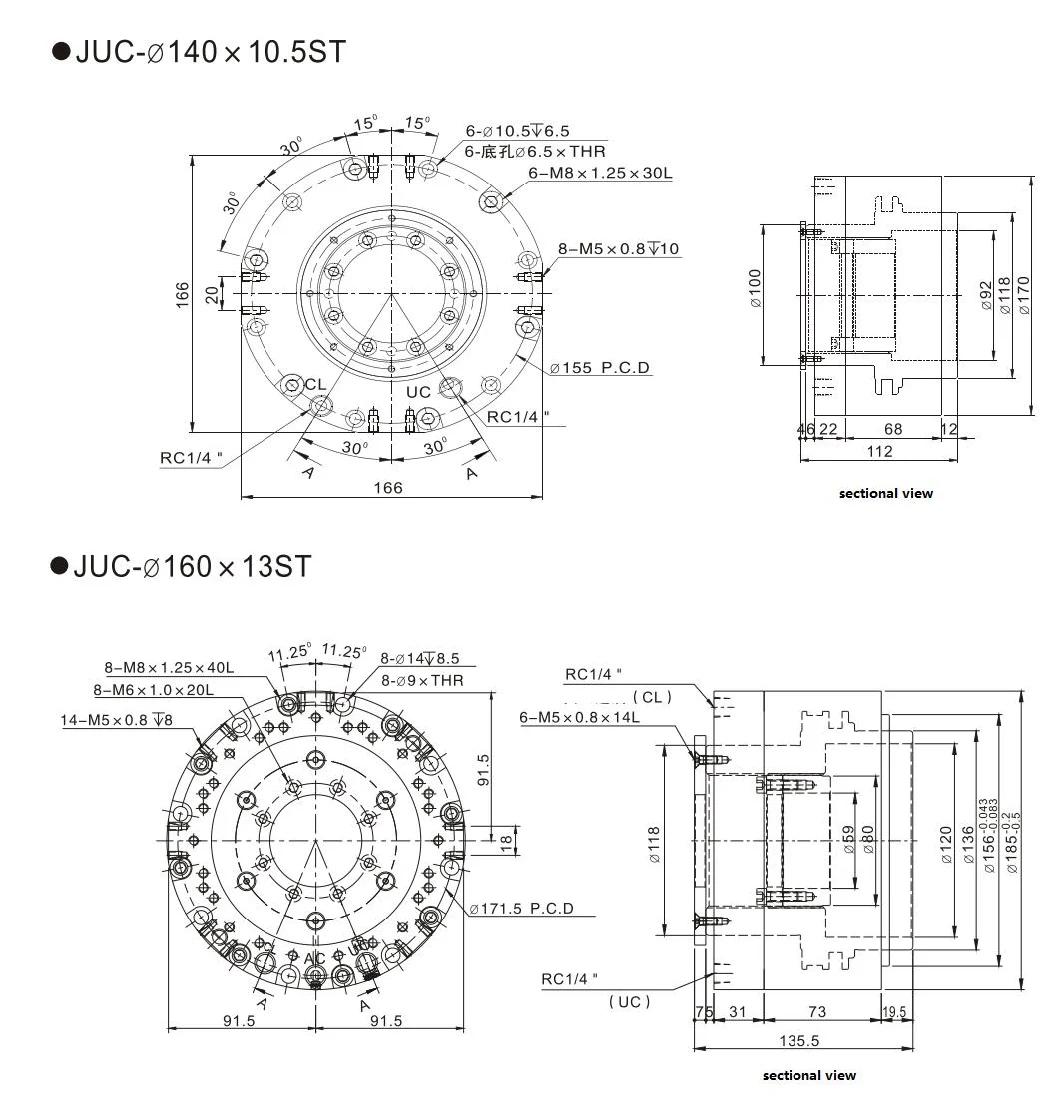 Jufan Hollow Hydraulic Pressure Cutter Cylinder-Juc-Bore90*8st