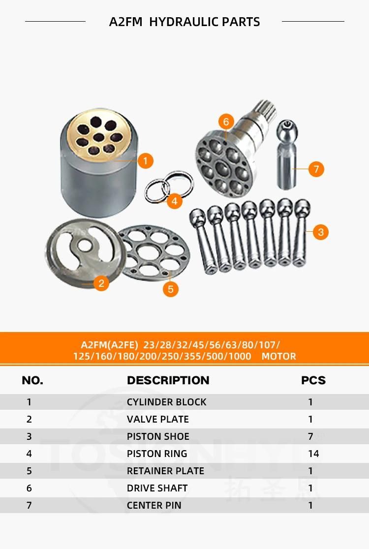 A2FM 1000 Hydraulic Motor Parts with Rexroth Spare Repair Kits