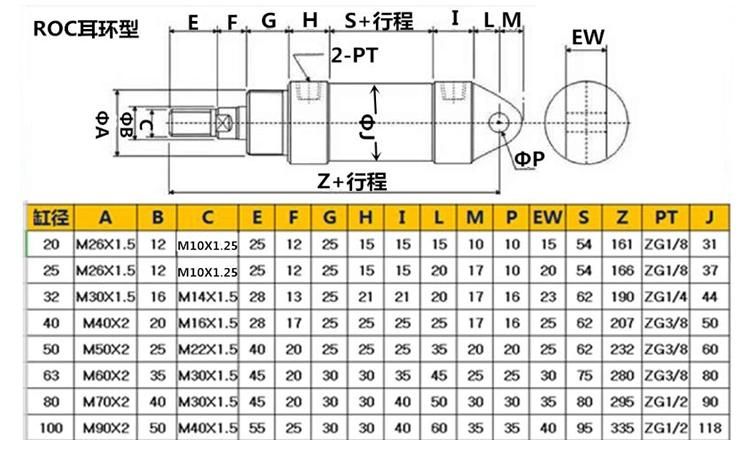 Rob Job Tube Hydraulic Cylinder, Double Shaft Oil Cylinder