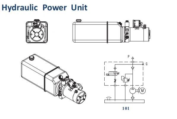 Horizontal Mounting 24V DC Hydraulic Power Unit with Manual Override