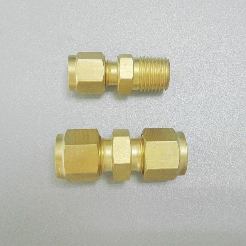 Brass Double Ferrules Metric Tube Fittings Male Connector Hydraulic Tube Fittings