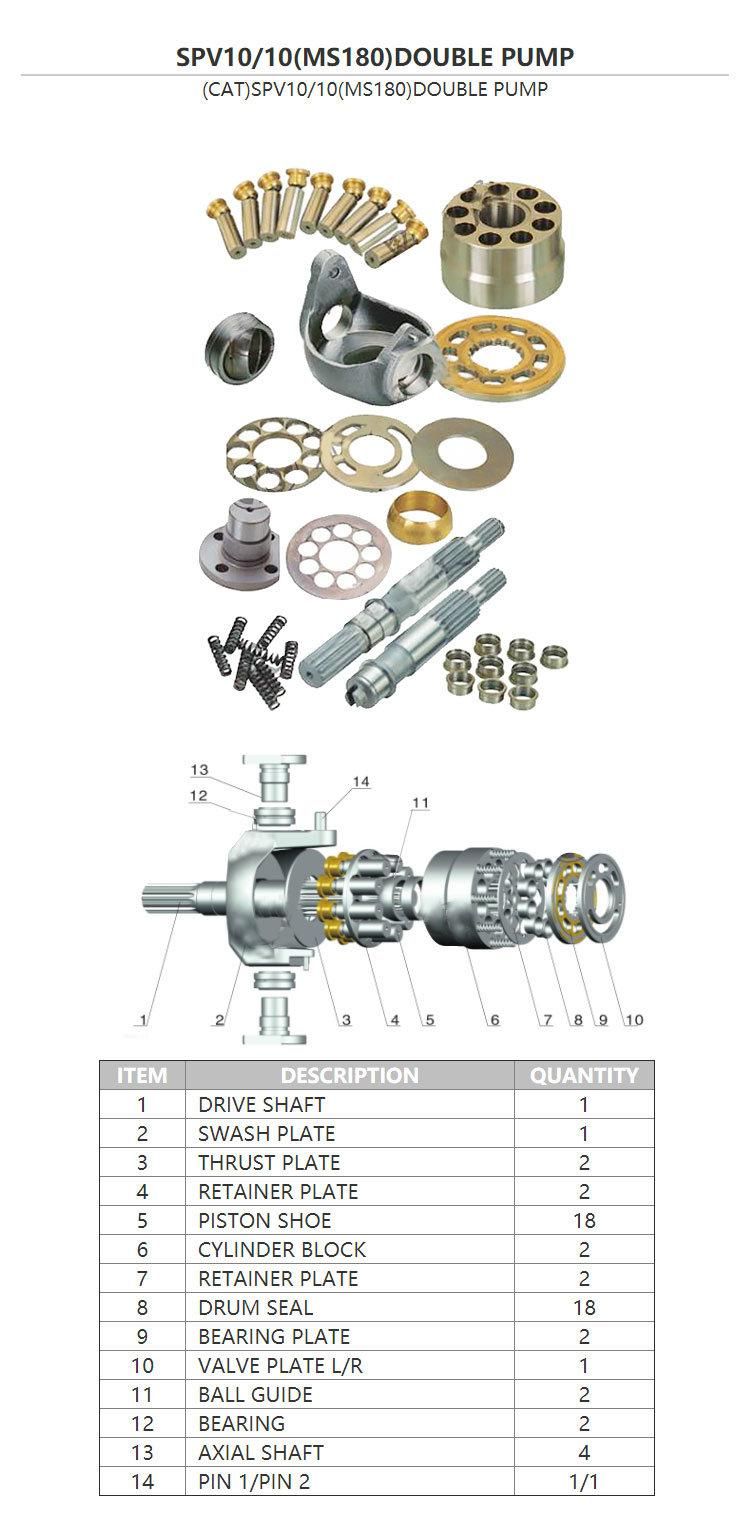 Spv10/10 Ms180-8 Ms180LC-8 Ms180lcs-8 Excavator Hydraulic Pump Spare Parts with Cat