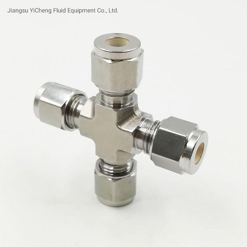 Hydraulic Tube Fittings & Pipe Fittings 316 Ss Strainless Steel Cross Union Can Combination Swagelok