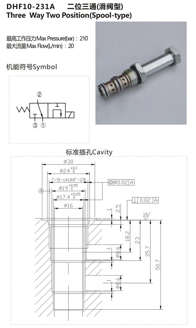 DHF10-231A Hydraulic three way pressure relief plug valve