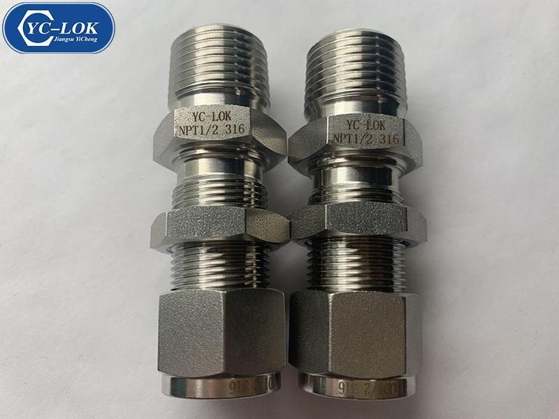 YC-BMC Stainless Steel Bulkhead Male Connector Straight Hydraulic Tube Fittings