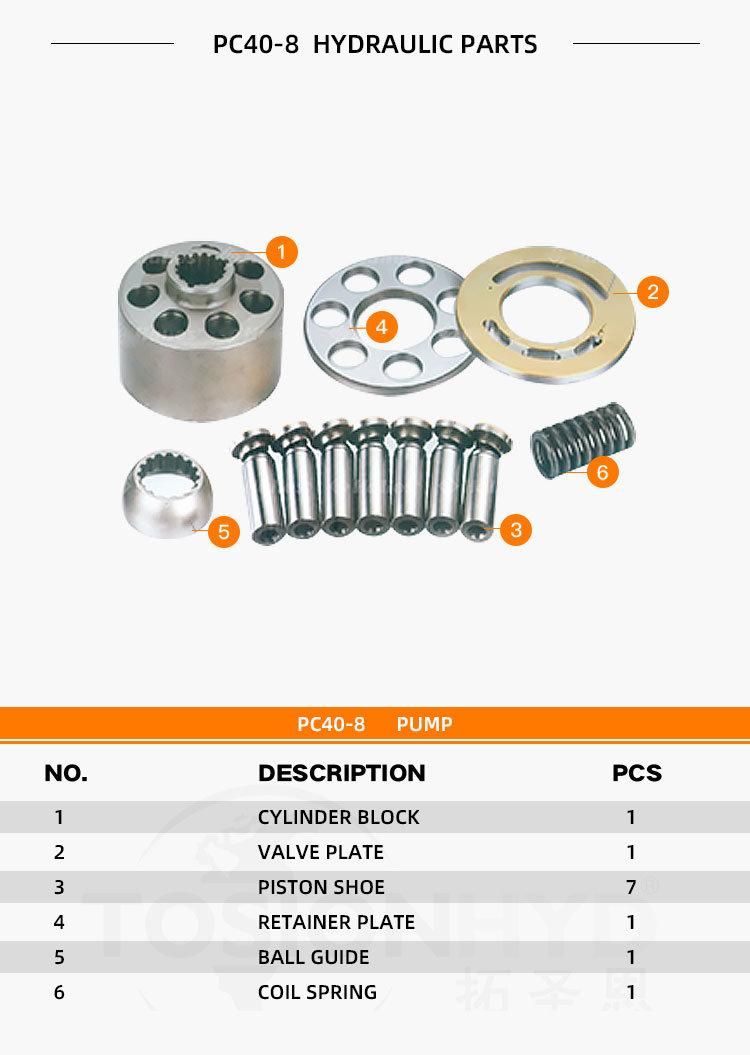 PC40-8 Hydraulic Pump Parts Spare Excavator Parts with Komatsu