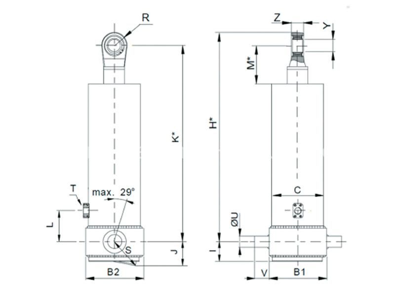 Fe Hyva Quality Hydraulic Cylinder for Dump Truck