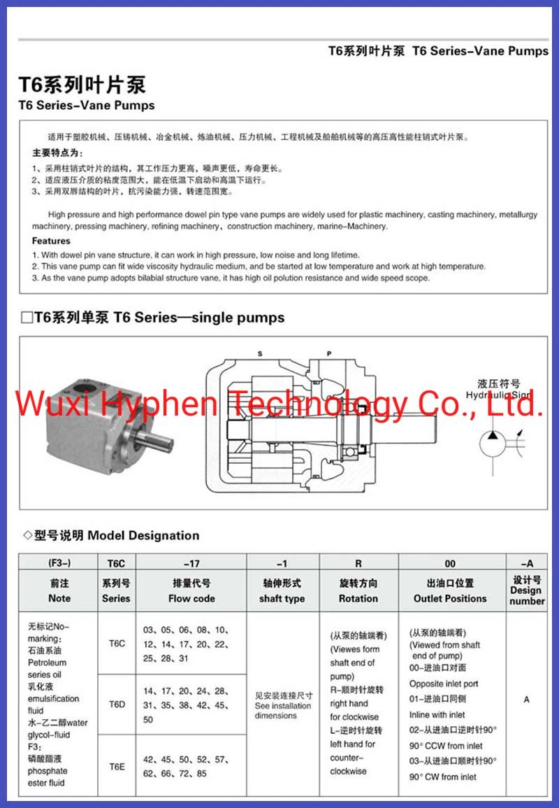 T67bb Hydraulic Vane Pump Double Pump