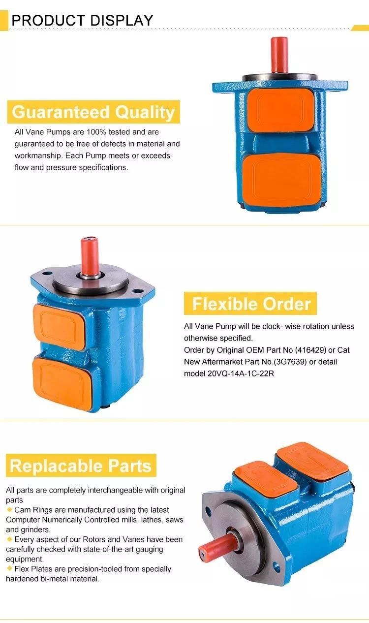 Hydraulic Piston Pumps Low Noise Intra-Vane Pumps (VQ/V/SQP/PV2R/T series) Replace with Yuken/Denison/Vickers/Tokimec Vane Pumps