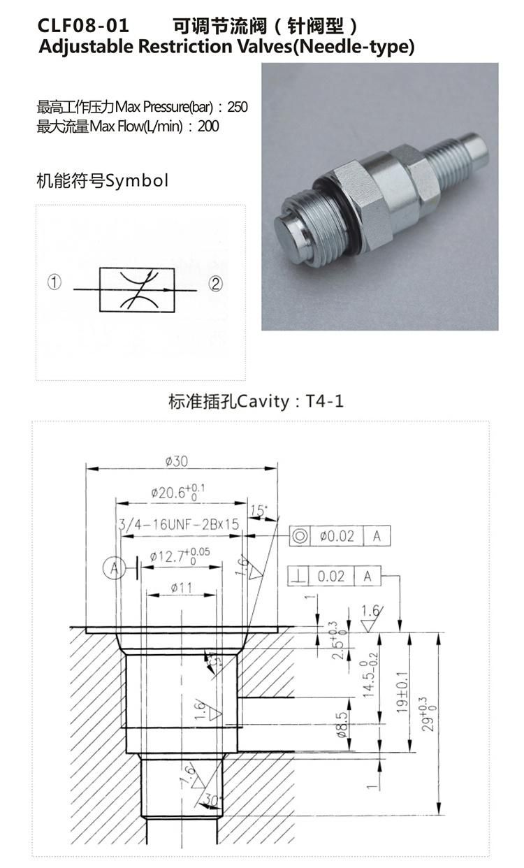 CLF08-01 hydraulic flow control needle valve excavator parts