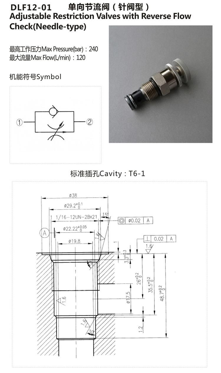 DLF12-01 hydraulic adjustable needle pressure relief valve