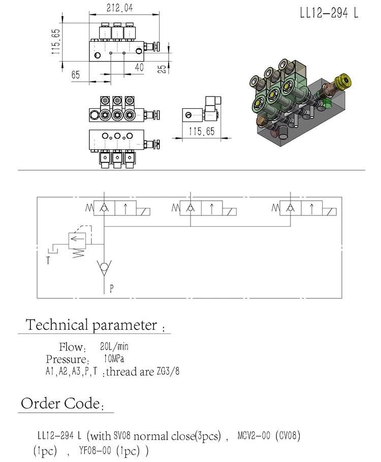 LL12-294 hydraulic solenoid power unit steering system