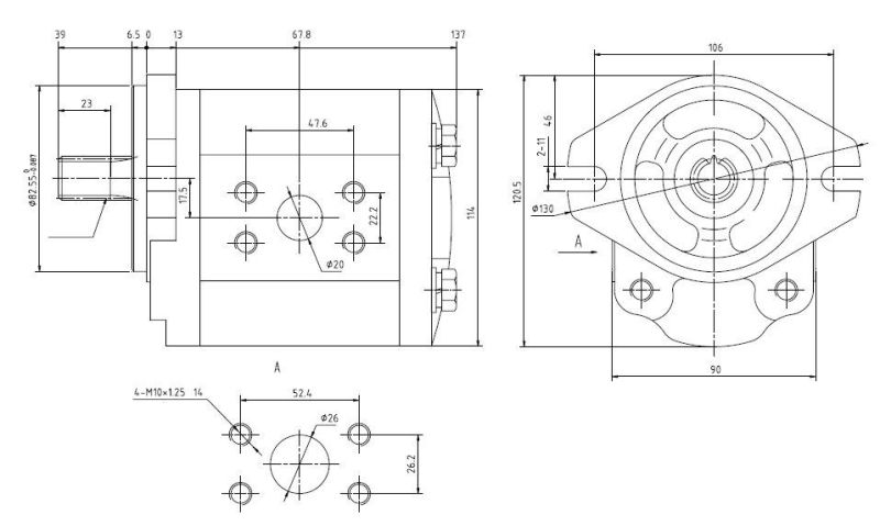 High Pressure Hydraulic Gear Oil Pump Cbt8-F4