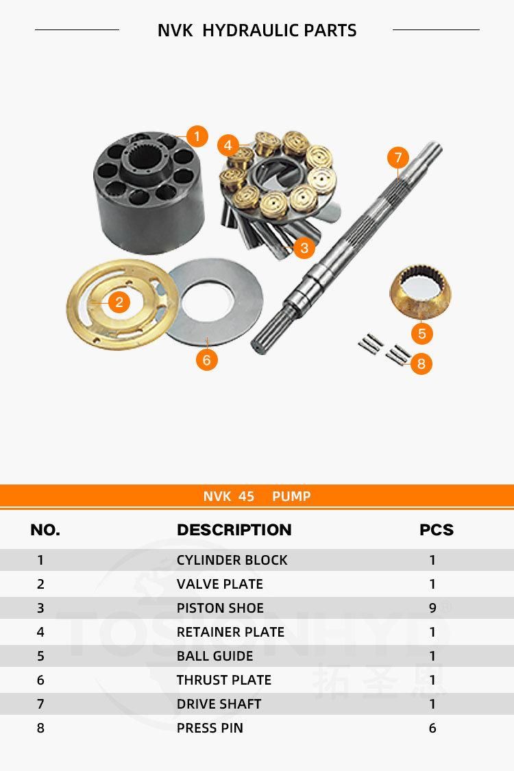 Nvk45 Hydraulic Pump Spare Excavator Part with Kawasaki Kobelco