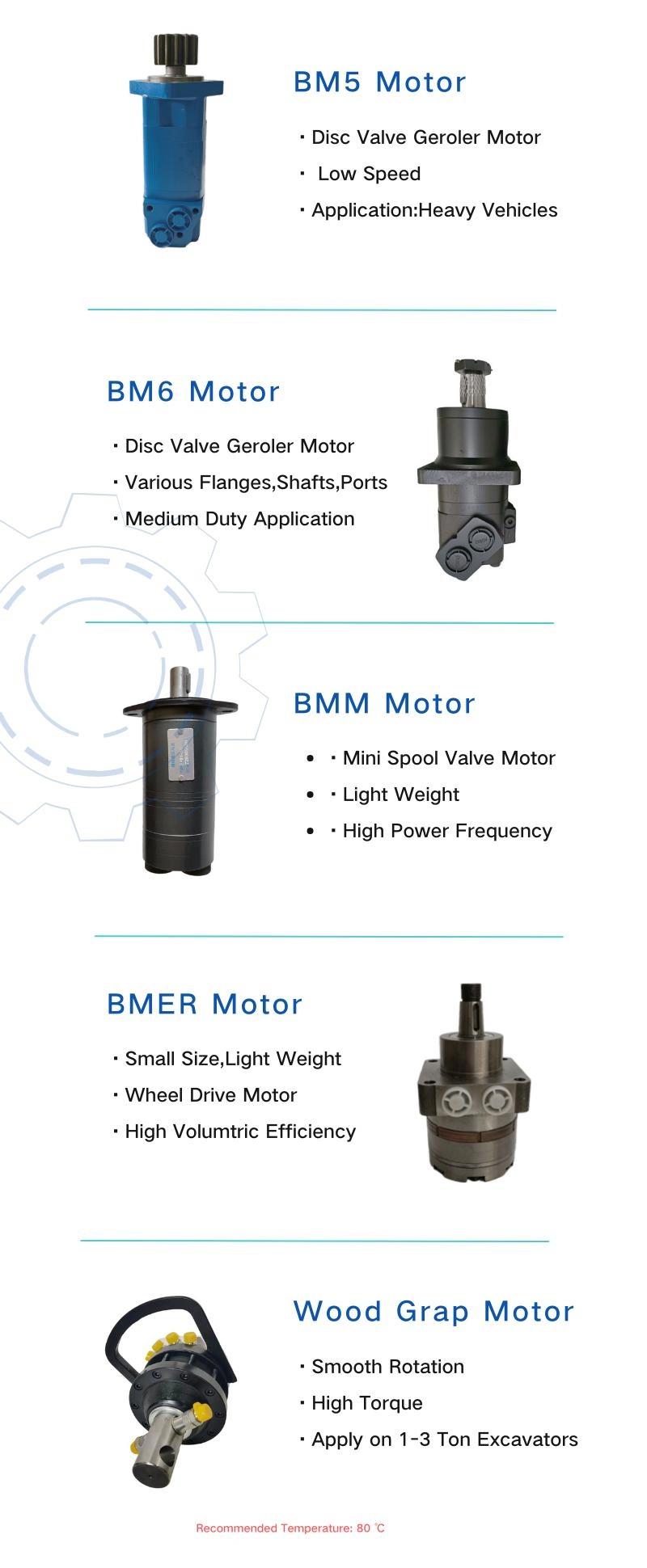 Four Hole Disc Valving Rectangle Spline Flange Geroler Hydraulic Orbit Motor Bm6 195/245/310/390/490/625/800/985 Displacement Cc/R