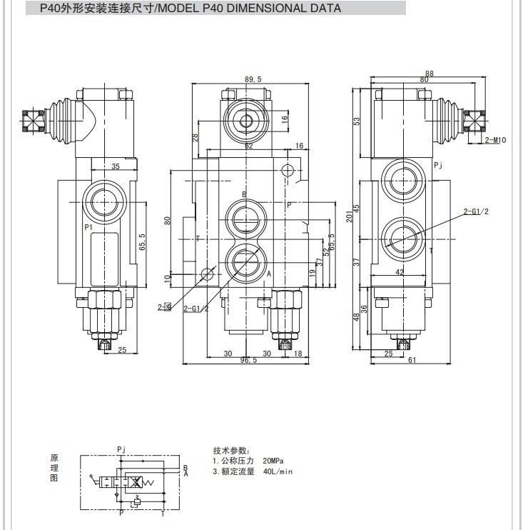 P40 Detent Control/Spring Return Monoblock Directional Control Valve