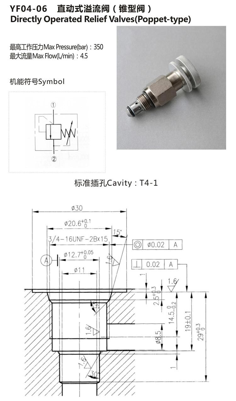 YF04-06 Hydraulic hydraforce/sun type pressure relief valve