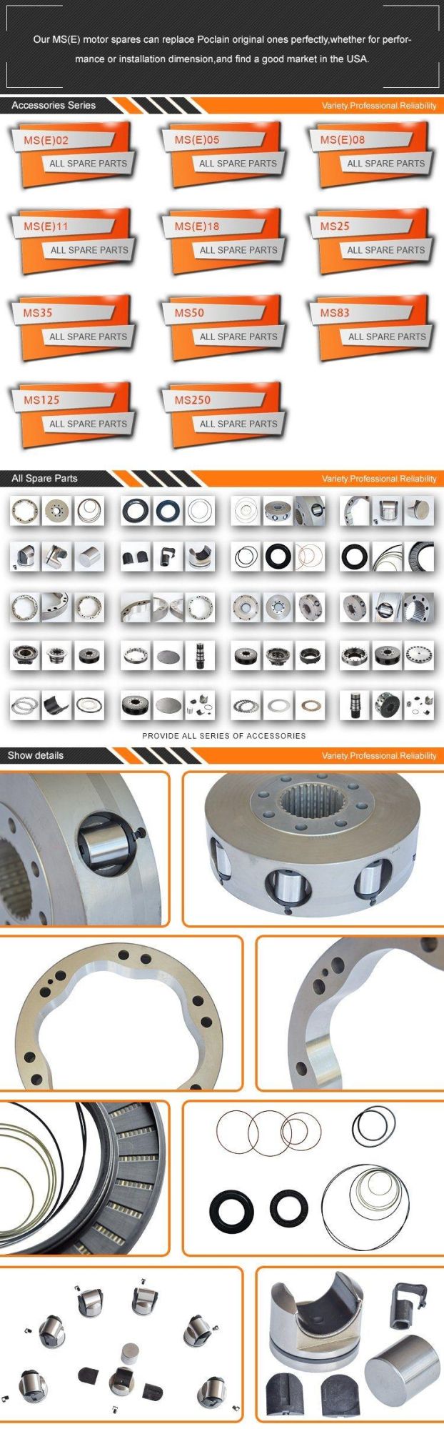 Ms50 Poclain Repair Kit Spare Hydraulic Motor Parts