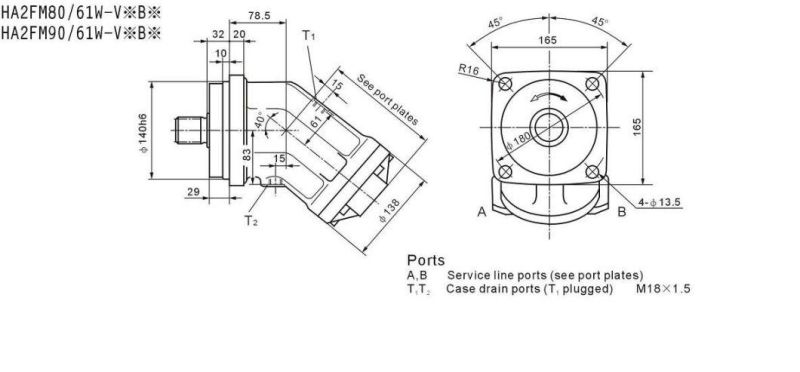 Equivalent to Rexroth A2FM28/32/45 Hydraulic Motor