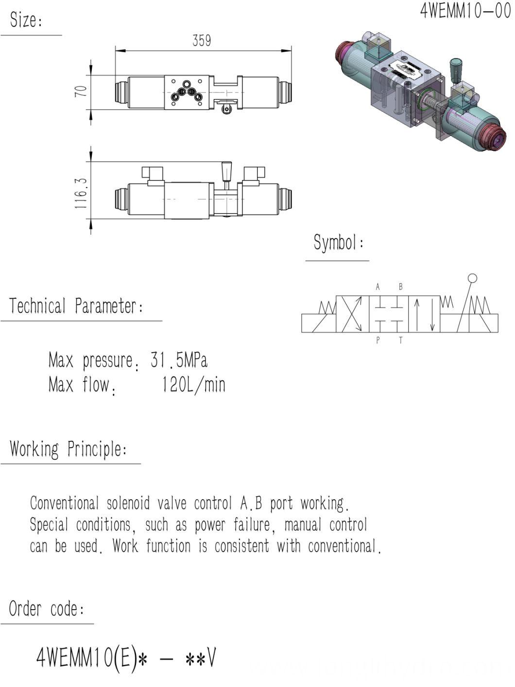 4WEMM10E/J/G/D Hydraulic Solenoid Manual Directional Control Valve