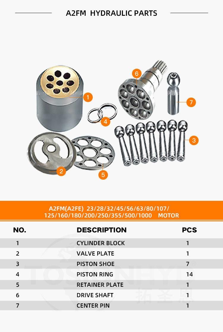 A2FM 125 Hydraulic Motor Parts with Rexroth Spare Repair Kits