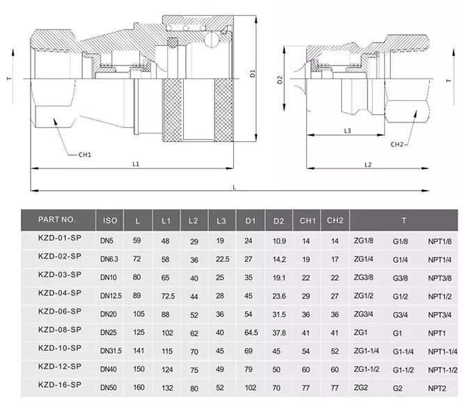 Kzd Brass Quick Release Coupling Gas Fittings for Liquefied Petroleum Gas