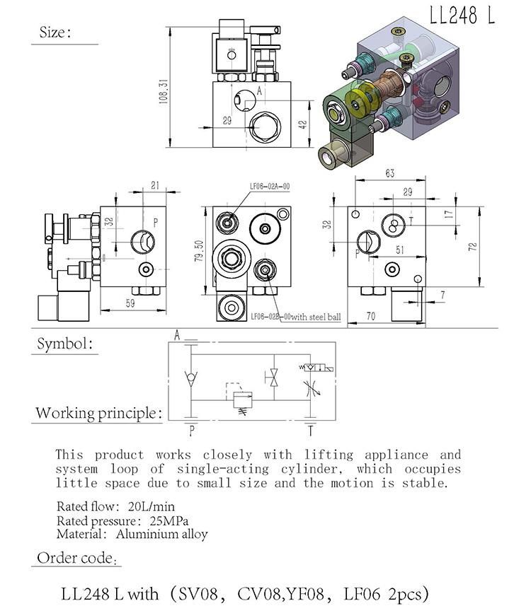 LL248 L-001 hydraulic power pack system cartridge valve