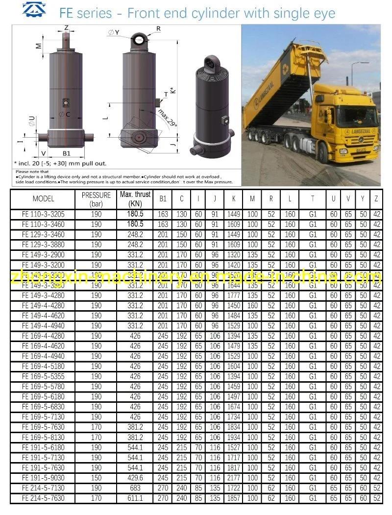 Fe Single Acting Hydraulic Cylinder for Dump Truck