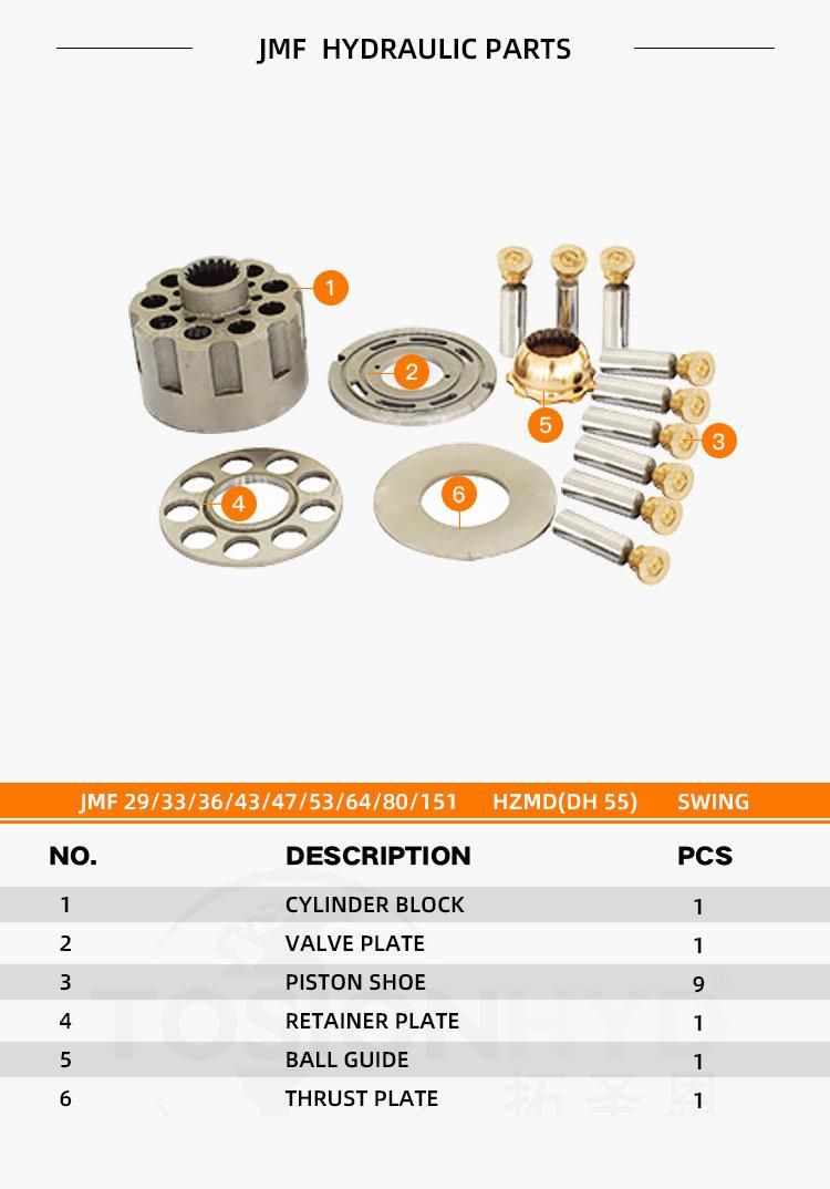 Jmf 29/33/36/43/47/53/64/80/151 Hzmd Dh55 Jmf29 Jmf33 Jmf36 Jmf43 Jmf47 Jmf53 Jmf64 Jmf80 Jmf151 Hydraulic Swing Motor Parts with Jeil Spare Repair Kit