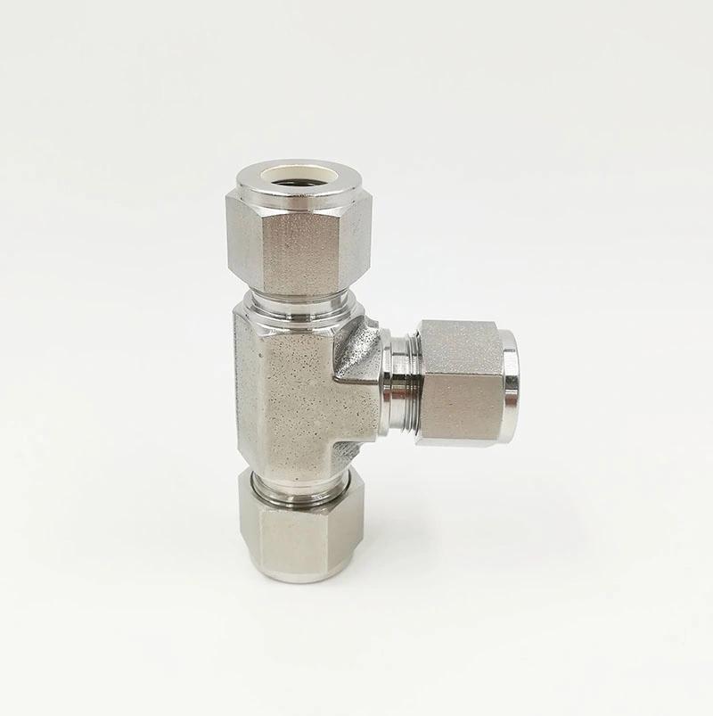 SS316 3000 Psi 1/4 Od Equal Double Ferrule Tee Hydraulic Tube Fittings for Water