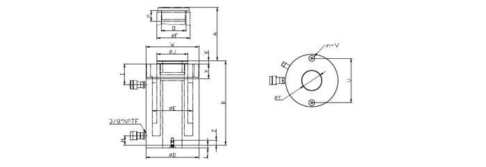 100 Tons Double Acting High Tonnage Hollow Plunger Hydraulic Cylinder